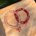 Pink & Red Beaded Bracelet Set