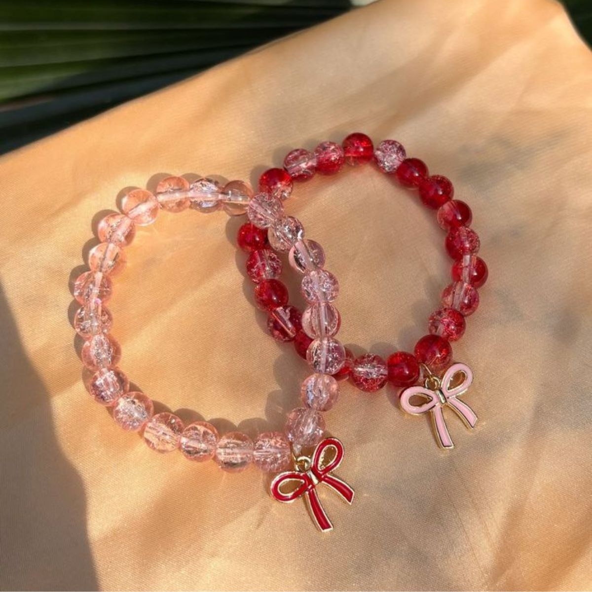 Pink & Red Beaded Bracelet Set